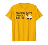 LGBTQ Pride Gifts Chubby Guys Cuddle Better Gay Bear Pride Couple Flag Love T-Shirt - size chart
