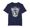 Rock and Roll Music Vintage Retro Gifts Vintage 80s Rock & Roll Music Electric Guitar Skeleton Wings T-Shirt - size chart