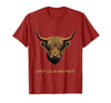 Mademark Keep Calm and Moo Highland Cow Design T-Shirt - size chart