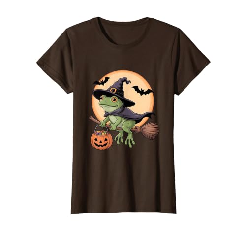 Frog Lover Halloween Party Wear Frog Witch Hat Pumpkin Halloween Costume Men Women Kids T-Shirt - size chart