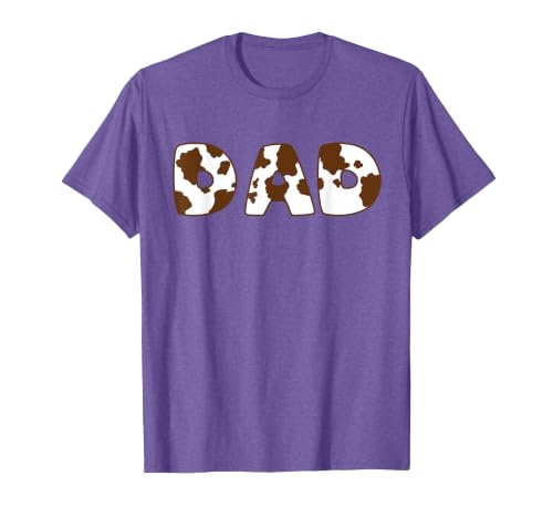 Cow Print For Family Matching Outfits DAD Cow Brown White Animal Print, Cow Pattern Farmer DAD T-Shirt - size chart