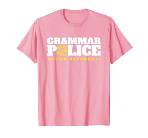 Easy Halloween Costume Top Shop Grammar Police Officer Funny Badge Halloween Costume T-Shirt - size chart