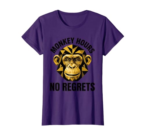 Mademark Monkey Hours No Regrets Funny Primate Design T-Shirt - Women - size chart