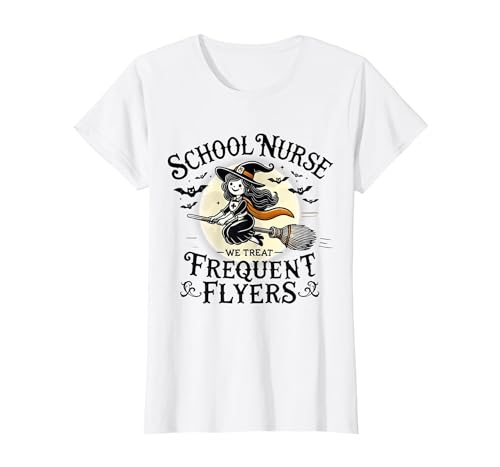 Spooky Halloween Costume School Teacher Student School Nurse Treat Frequent Flyer Witch Funny Halloween 2024 T-Shirt - size