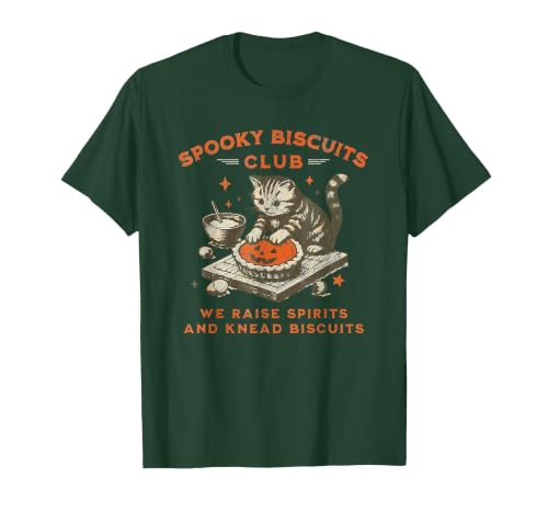 spooky biscuits club shirt Spooky Biscuits Club we Raise Spirits and Knead Biscuits T-Shirt - size chart