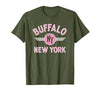 133 Apparel Buffalo NY Buffalo New York Circle NY Pink Print T-Shirt - size chart