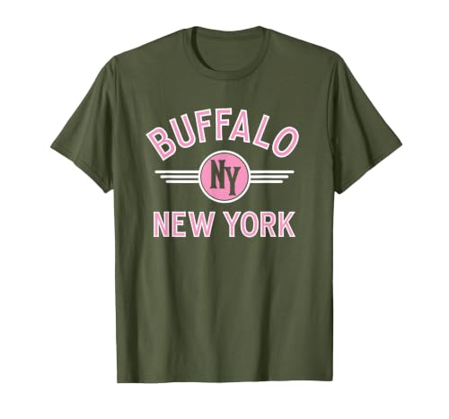 133 Apparel Buffalo NY Buffalo New York Circle NY Pink Print T-Shirt - size chart