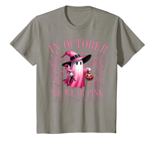 Ghost October Wear Pink Breast Cancer t -shir t Halloween Pink Ghost in October We Wear Pink Breast Cancer T-Shirt - size