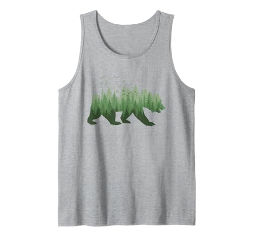 Outdoor Nature Forest Animal Gifts Nature Forest Wildlife Trees Wild Animal Bear Tank Top - size chart