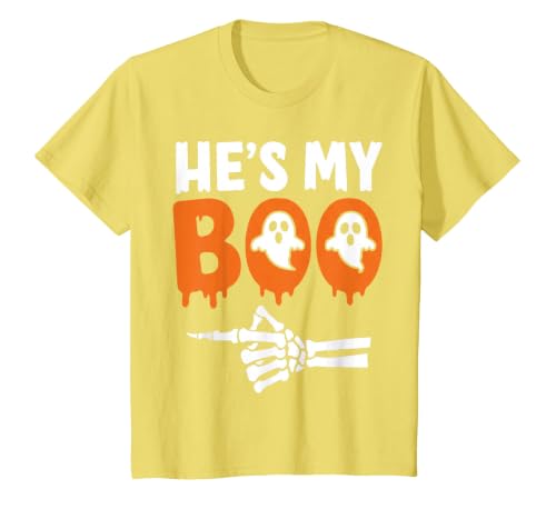 He's My Boo Matching Halloween Pajama Couples Funny T-Shirt - size chart