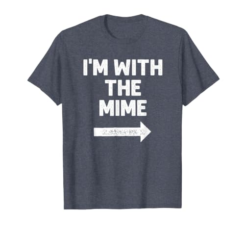Funny DIY Mime Couples Halloween Costume Funny I'm with the Mime Easy Couples Halloween Costume T-Shirt - size chart