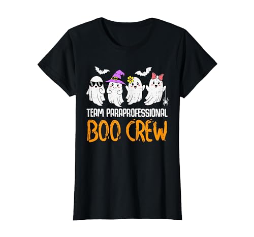 Halloween Tees for Women Men Kids Team Paraprofessional Boo Crew Ghost Halloween para Costume T-Shirt - size chart