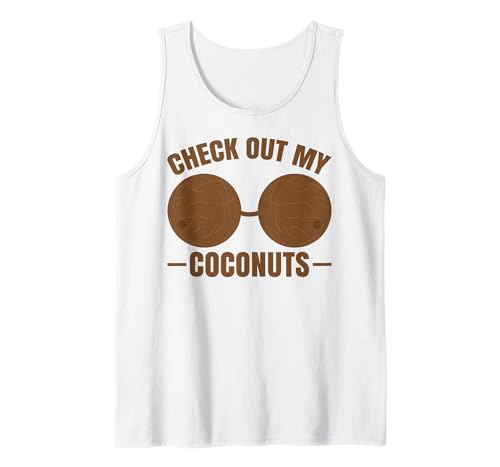 Funny Hawaiian Shirts For Women Luau Party Adult Coconut Bra Check Out My Coconuts Shell Bra for Girls Sleeveless Tank Top -
