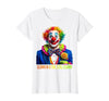 Mademark Clown In A Tux, Still Clown Design T-Shirt - size chart