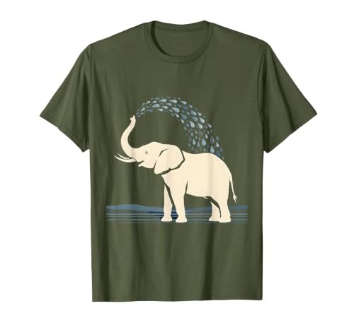 Mademark Elephant Spraying Water Raised Trunk Illustration T-Shirt - Men - size chart