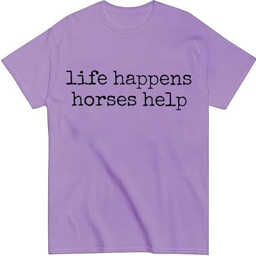 Nusyouc Life Happens Horses Help Equestrian T-Shirt Vintage Horse Lover T Shirt Tops - size chart