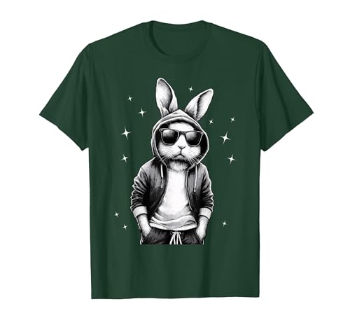 Bunny Face with Sunglasses Rabbit for Boys Men Kids T-Shirt — design detail