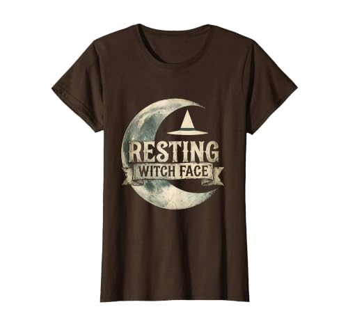 Mademark Resting Witch Face Halloween Design T-Shirt - size chart