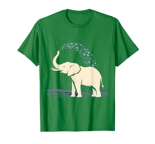 Mademark Elephant Spraying Water Raised Trunk Illustration T-Shirt - Men - size chart