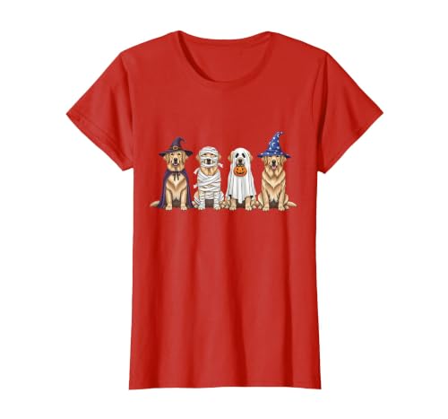 Spooky Golden Retriever Dogs Mummy Halloween Tee Golden Retriever Dog Witch Mummy Ghost Boo Costume Halloween T-Shirt - size