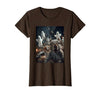 Funny Halloween Animals Selfies Clothing Funny Squirrel Selfie with Ghosts Haunted Forest Halloween T-Shirt - size chart