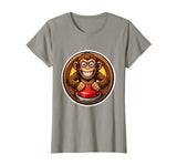 Mademark Monkey Pressing Big Red Button Funny Stupid Tee T-Shirt - Women - size chart