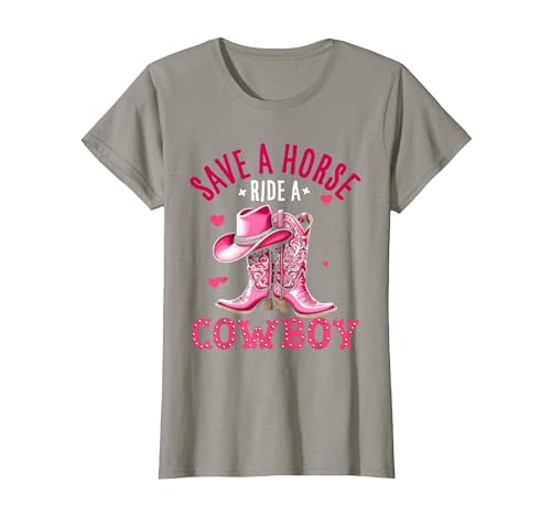 Save A Horse Ride A Cowboy Western Country Life Cowgirl T-Shirt - size chart