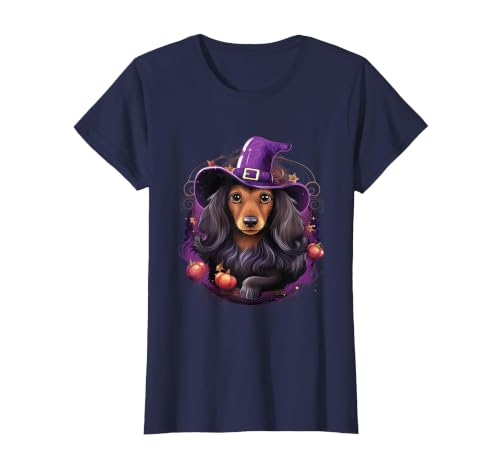 Dachshund Lovers Halloween Costume Cute Witch Funny Dachshund Halloween Costume Dog Lover T-Shirt - size chart