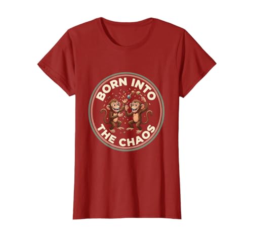 Mademark Born Into The Chaos Circus Monkey Design T-Shirt - Women - size chart