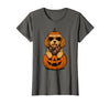 Funny Retro Maltipoo mom Halloween Spooky Cavapoo Pumpkin Halloween Doodle Dog Lover T-Shirt - size chart