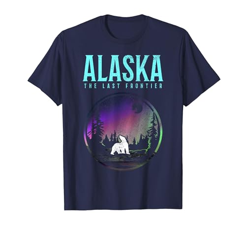 We Love Alaska - Apparel & Gifts Alaska Last Frontier Polar Bear Vintage Pride Souvenir T-Shirt - size chart