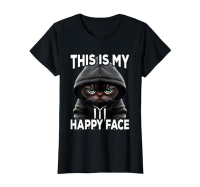 Saying Cat Gift Women Men This is My Happy Face T-Shirt