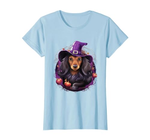 Dachshund Lovers Halloween Costume Cute Witch Funny Dachshund Halloween Costume Dog Lover T-Shirt - size chart