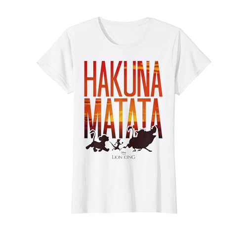 Disney Lion King Hakuna Matata Sunset Fill Trio Logo T-Shirt - size chart
