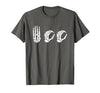 Deaf Halloween ASL Costume Boo Hands ASL Halloween Skeleton Hand American Sign Language Boo T-Shirt - size chart