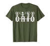 Funny O-H-I-O State Skeleton Halloween Funny O-H-I-O State Skeleton Ohio Halloween Vintage Vibe Fun T-Shirt - size chart
