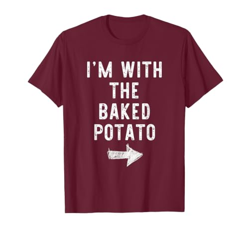 Im With The Baked Potato Halloween Costume I’m with The Baked Potato Funny Halloween Couple Costume T-Shirt - size chart