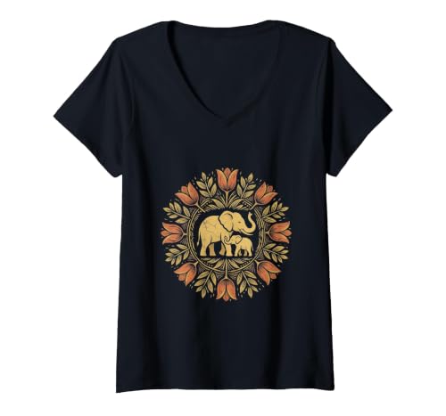 Mademark Women's Mother Elephant Nudging Newborn Calf Maternity V-Neck T-Shirt - Women - size chart