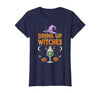 Funny Halloween Tees for Men Women Kids. Drink Up Witches Purple Hat Funny Halloween Men Women T-Shirt - size chart