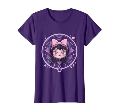 Mademark Women's Cute Vampire Girl Halloween Graphic Design T-Shirt - size chart