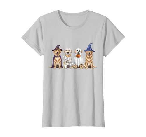 Spooky Golden Retriever Dogs Mummy Halloween Tee Golden Retriever Dog Witch Mummy Ghost Boo Costume Halloween T-Shirt - size