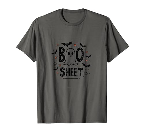 Mademark Halloween Humorous Boo Sheet Ghost Face Pun T-Shirt - size chart