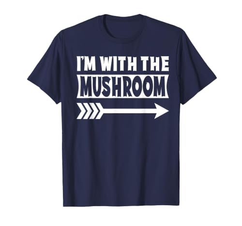 Funny Lazy & Easy Halloween Couple Costume Tee I'm with The Mushroom Halloween Costume Mushroom Halloween T-Shirt - size