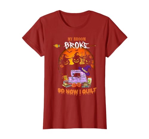 Humor Halloween Costume 2020 My Broom Broke So Now I Quilt - Quilting Halloween T-Shirt - size chart