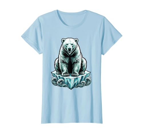 Mademark Polar Bear Lone Ice Floe Arctic Drift Illustration T-Shirt - size chart