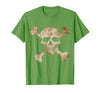 Halloween Designs. Pirate Flag Skull and Crossbones Skeleton Graphic Halloween T-Shirt - size chart