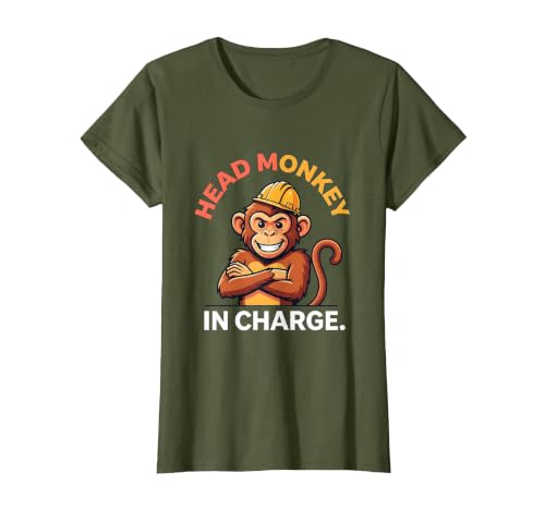 Mademark Head Monkey In Charge Circus Boss Design T-Shirt - Women - size chart