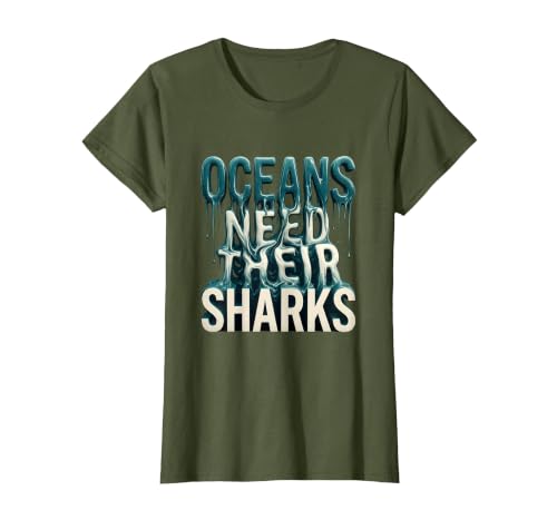 Mademark Oceans Need Their Sharks Marine Life Design T-Shirt - size chart