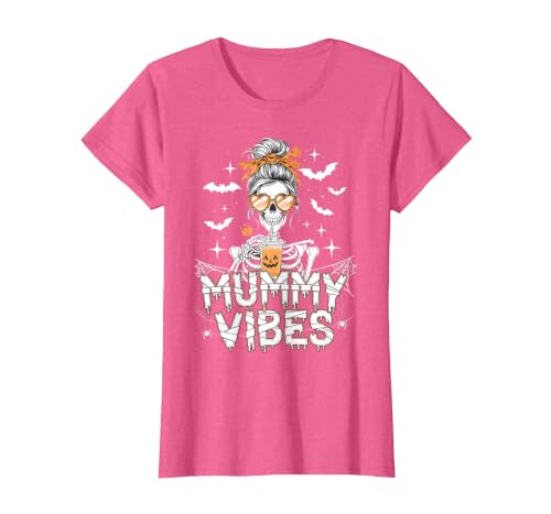 Mummy Vibes Halloween Coffee Funny Skeleton Tee Mummy Vibes Halloween Coffee Funny Skeleton Mother Mom T-Shirt - size chart