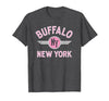 133 Apparel Buffalo NY Buffalo New York Circle NY Pink Print T-Shirt - size chart